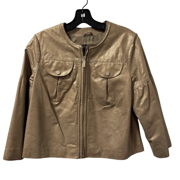 Bernardo Womens Gold Faux Leather Jacket Size S jacket - Picture 5 of 12